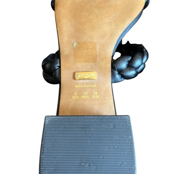 L’Intervalle Braided Leather Slide Sandal Black US 8 Double Strap Low Block Heel - Picture 4 of 14